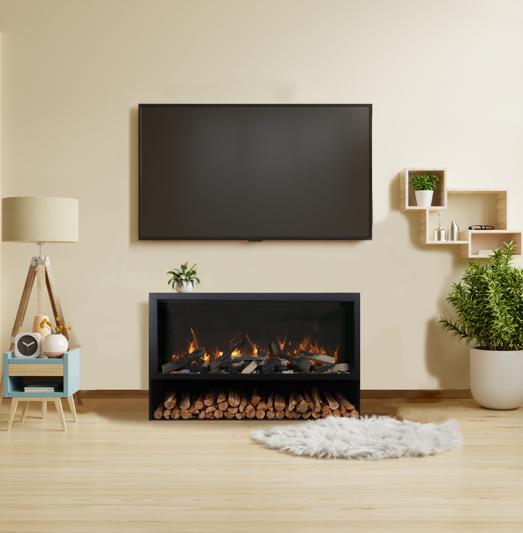 Contemporary Pedestal Display for Classic Traditional Electric Fireplace