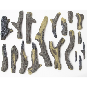 OAK – 18 Piece Deluxe Media Kit Includes: 18 Logs, Stones, Pebbles & Embers